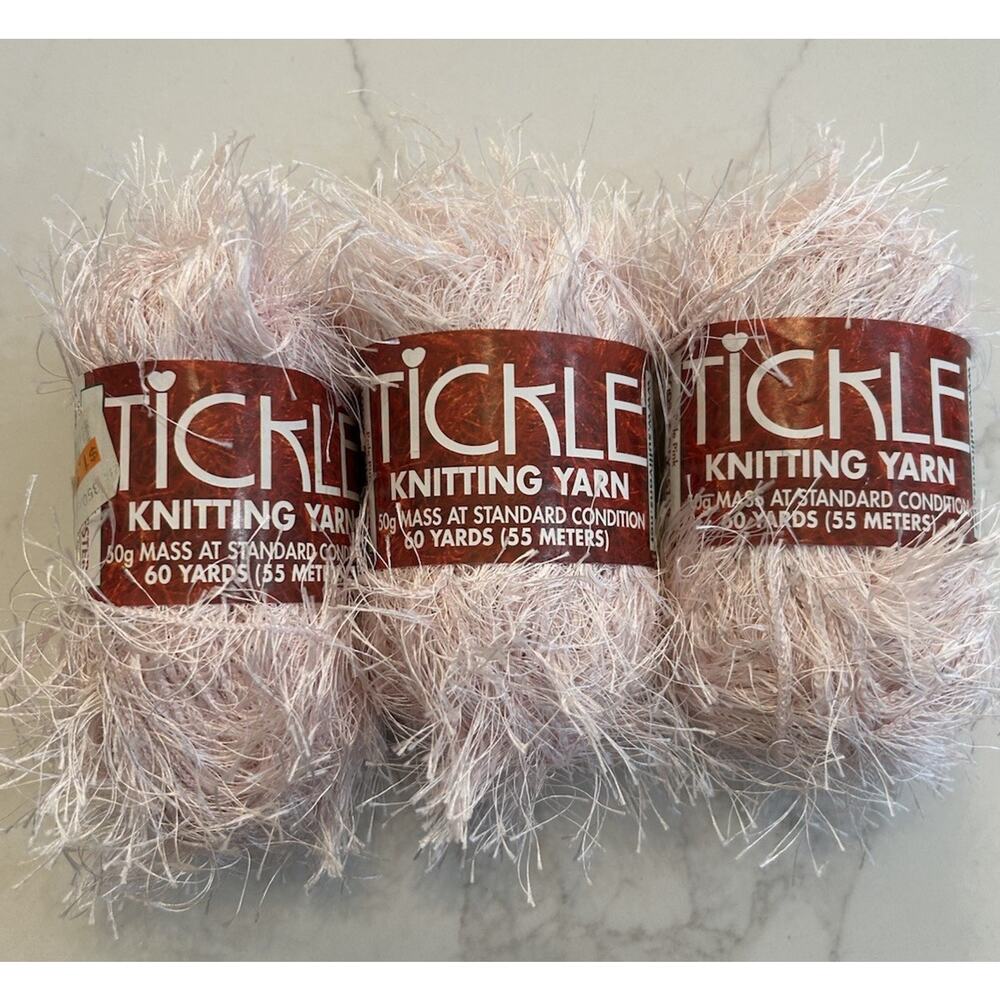 Lot Of 3‎ Skeins Tickle Knitting Yarn Pink #90234 Eyelash 50g 67 Yds Sullivans